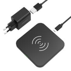 slomart choetech komplet qi 10w brezžični polnilec za telefon s slušalkami (t511-s) + polnilec qc3.0 18w 3a (q5003) + kabel usb - microusb 1,2 m črn (t511-s-eu201abbk)