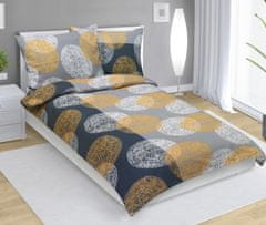 Bombažna posteljnina - 140x200, 70x90 cm - Kroglice oranžna, siva