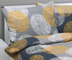 Bombažna posteljnina - 140x200, 70x90 cm - Kroglice oranžna, siva