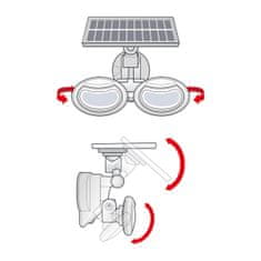PHENOM LED solarni reflektor z PIR senzorjem gibanja 2 vrtljivi glavi COB LED