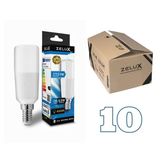 ZELUX 10x LED sijalka E14 stick T30 7W 570lm 4000K