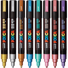 Marker Uni PC-5M POSCA, set 8/1 METALLIC