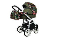 Babylux Color Lux Roses With Tulips On Black | 2v1 Kombinirani Voziček kompleti | Otroški voziček + Carrycot