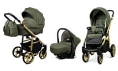 Babylux Color Lux Olive | 3v1 Kombinirani Voziček kompleti | Otroški voziček + Carrycot + Avtosedežem