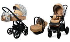 Babylux Color Lux Gold And Black Houndstooth | 3v1 Kombinirani Voziček kompleti | Otroški voziček + Carrycot + Avtosedežem