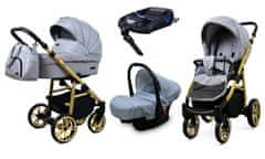 Babylux Color Lux Silver Flex | 4v1 Kombinirani Voziček kompleti | Otroški voziček + Carrycot + Avtosedežem + ISOFIX