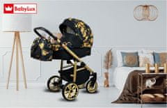 Babylux Color Lux Gold Jungle | 3v1 Kombinirani Voziček kompleti | Otroški voziček + Carrycot + Avtosedežem