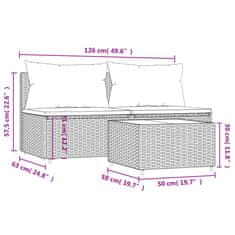 Vidaxl Vrtna sedežna garnitura 3-delna z blazinami rjav poli ratan
