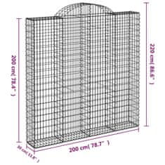 Vidaxl Obokane gabion košare 9kosov 200x30x200/220 cm pocinkano železo