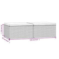 Vidaxl Vrtni stolčki za noge z blazino 2 kosa rjav poli ratan
