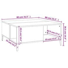 Vidaxl Klubska mizica rjavi hrast 80x80x36,5 cm inženirski les