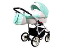 Babylux White Lux Mint | 4v1 Kombinirani Voziček kompleti | Otroški voziček + Carrycot + Avtosedežem + ISOFIX