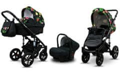 Babylux Sky Lark Black Flex | 3v1 Kombinirani Voziček kompleti | Otroški voziček + Carrycot + Avtosedežem