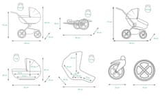 Babylux Sky Lark Silver Flex | 4v1 Kombinirani Voziček kompleti | Otroški voziček + Carrycot + Avtosedežem + ISOFIX