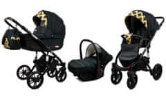 Babylux Lumio Gold Rainbow | 3v1 Kombinirani Voziček kompleti | Otroški voziček + Carrycot + Avtosedežem