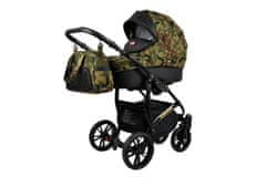 Babylux Miracle Tactical Moro | 4v1 Kombinirani Voziček kompleti | Otroški voziček + Carrycot + Avtosedežem + ISOFIX