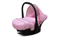 Babylux Qbaro Sweet Pink | 3v1 Kombinirani Voziček kompleti | Otroški voziček + Carrycot + Avtosedežem
