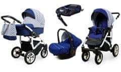 Babylux Queen Sailor Blue | 4v1 Kombinirani Voziček kompleti | Otroški voziček + Carrycot + Avtosedežem + ISOFIX