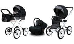 Babylux Rosso Optical Black | 3v1 Kombinirani Voziček kompleti | Otroški voziček + Carrycot + Avtosedežem