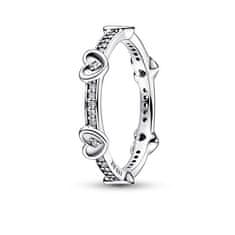 Pandora Romantičen srebrn prstan s kubičnim cirkonijem Moments 192496C01 (Obseg 50 mm)