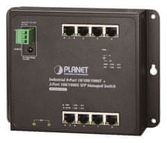 Planet WGS-4215-8T2S ploščato stikalo L4, 8x1Gb, 2x1Gb SFP, 12-48VDC/24VAC, -40~75°C, IP30, brez ventilatorja