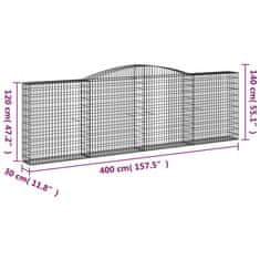 Vidaxl Obokane gabion košare 8 kosov 400x30x120/140cm pocinkano železo