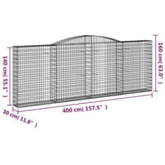 Vidaxl Obokane gabion košare 5 kosov 400x30x140/160cm pocinkano železo