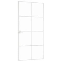 Vidaxl Notranja vrata bela 93x201,5 cm kaljeno steklo aluminij tanka