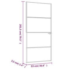 Vidaxl Notranja vrata bela 93x201,5 cm kaljeno steklo aluminij tanka