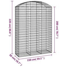 Vidaxl Obokana gabonska košara 150x50x200/220 cm pocinkano železo