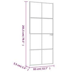 Vidaxl Notranja vrata črna 83x201,5 cm kaljeno steklo & aluminij tanka