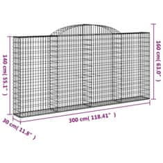 Vidaxl Obokane gabion košare 4 kosi 300x30x140/160 cm pocinkano železo