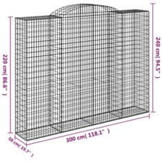 Vidaxl Obokane gabion košare 3 kosa 300x50x220/240 cm pocinkano železo