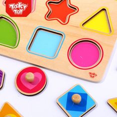 Tooky Toy Sestavljanka Montessori učenje oblik z žebljički Figure oblike