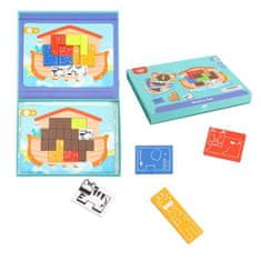 Tooky Toy TMagnetna Montessori logična sestavljanka Tetris Noetova skrinja 26 el.