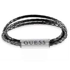 Guess Moderna zapestnica Bond Street iz pravega črnega usnja JUMB03033JWSTBK (Dimenzije 23 cm - L)