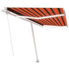 Vidaxl Ročno zložljiva tenda z LED lučmi 400x300 cm oranžna in rjava