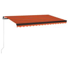 Vidaxl Ročno zložljiva tenda 450x350 cm oranžna in rjava