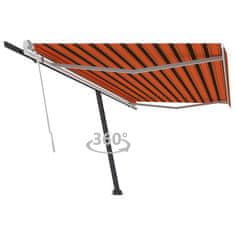 Vidaxl Prostostoječa ročno zložljiva tenda 500x350 cm oranžna/rjava