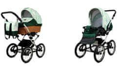 Babylux Classic Exclusive Green Daisy | 2v1 Kombinirani Voziček kompleti | Otroški voziček + Carrycot