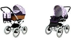Babylux Classic White Lilac Flowers | 2v1 Kombinirani Voziček kompleti | Otroški voziček + Carrycot