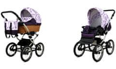 Babylux Classic Exclusive Lilac Flowers | 2v1 Kombinirani Voziček kompleti | Otroški voziček + Carrycot