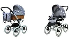 Babylux Classic White Silver Hearts | 2v1 Kombinirani Voziček kompleti | Otroški voziček + Carrycot