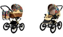 Babylux Classic Gold Jungle Flowers | 2v1 Kombinirani Voziček kompleti | Otroški voziček + Carrycot