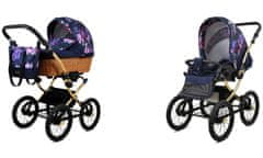 Babylux Classic Gold Royal Magnolia | 2v1 Kombinirani Voziček kompleti | Otroški voziček + Carrycot