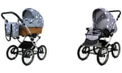 Babylux Classic Exclusive Silver Hearts | 2v1 Kombinirani Voziček kompleti | Otroški voziček + Carrycot