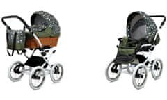 Babylux Classic White Olive Star | 2v1 Kombinirani Voziček kompleti | Otroški voziček + Carrycot