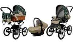 Babylux Classic Exclusive Fern Leaf | 3v1 Kombinirani Voziček kompleti | Otroški voziček + Carrycot + Avtosedežem