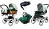 Classic White Green Daisy | 4v1 Kombinirani Voziček kompleti | Otroški voziček + Carrycot + Avtosedežem + ISOFIX