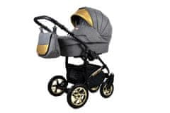 Babylux Gold Lux Flaxen | 3v1 Kombinirani Voziček kompleti | Otroški voziček + Carrycot + Avtosedežem